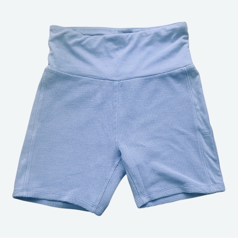 Victoria's Secret blush light blue High Waist Shorts Small waffle pattern logo